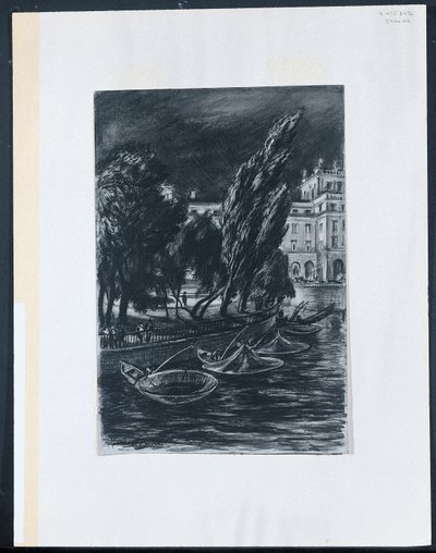 風の強い夜、ストックホルム 作： David Muirhead Bone