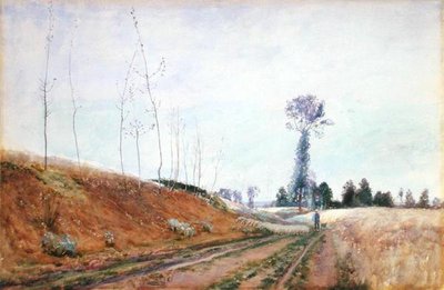ピカルディの道端の牧草地、1887年頃（紙にグワッシュ） 作： David Murray