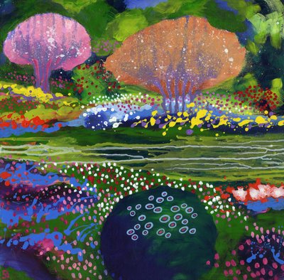 ビーガーデン, 2017(acrylic on canvas) 作： デビッド・ニュートン