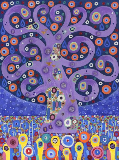孔雀の木, 2011 （キャンバスにアクリル画） 作： デビッド・ニュートン