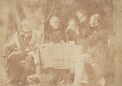 デイビッド ブリュースター卿、アール モンティース、ウェルシュ博士、その他 2 人、1843 年から 47 年。 作成者: David Octavius Hill、Robert Adamson、Hill & Adamson。 作： Hill and Adamson