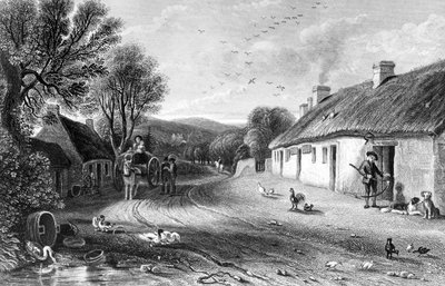 バーン・コテージ、ジョン・ウィルソンによる「バーンズの土地」のイラスト、1840年発行 作： David Octavius Hill