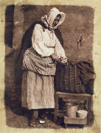 オイスターウーマン、1843-47（カロタイプネガからの塩紙印刷）（224278、224280も参照） 作： David Octavius Hill