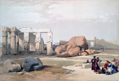 「メムノニウムにある巨像の断片」、19 世紀 作： David Roberts, Louis Haghe