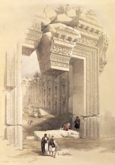 1839年5月7日のバールベック、「聖地」のボリュームIIのプレート81。 1843 作： David Roberts