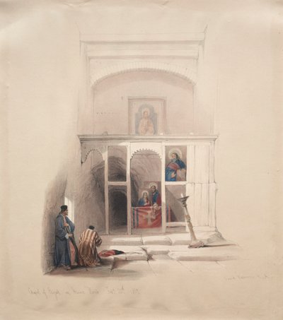 1839年、マウントホレブのエリヤ礼拝堂。 作： David Roberts