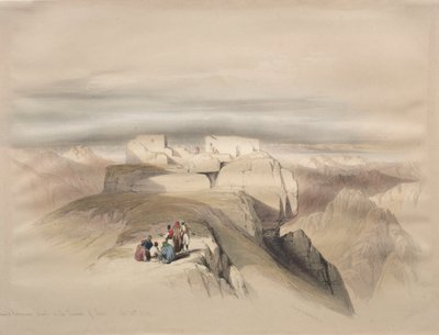 1839年のシナイのサミットにあるキリスト教とマホメダンの礼拝堂。 作： David Roberts