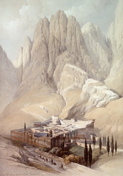 1839年2月19日、ホレブ山がある聖カタリナ修道院、「聖地」のボリュームIIIのプレート118、ルイ・ハゲ（1806-85）pub.1849によって彫刻 作： David Roberts