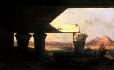 ピラミッドを遠景にしたエジプトの風景 作： David Roberts