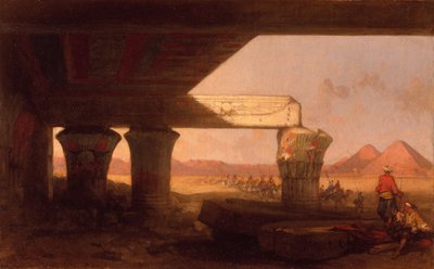ピラミッドを遠望するエジプトの風景 作： デビッド・ロバーツ