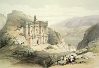 1839年3月8日、ペトラのエルデイル、「聖地」のボリュームIIIのプレート90。 1849 作： David Roberts