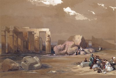 記念碑、テベス、1838年の大巨像の断片 作： David Roberts