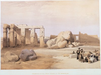メムノニウムにある偉大なコロシの断片、「The Holy Land」（ロンドン）1849年版に掲載 作： David Roberts