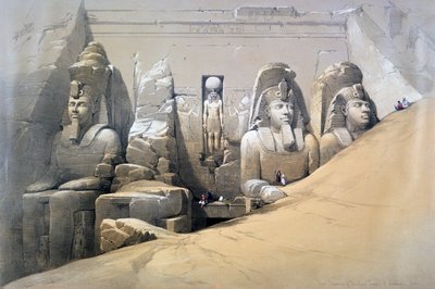 ヌビアのアブシンベル神殿の正面標高、19世紀 作： David Roberts