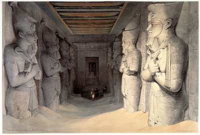 ラメセス2世の巨大な石灰岩の彫像、ラメセス神殿、アブシンベル、エジプト、1836年 作： David Roberts