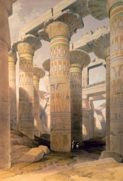 柱の間、カルナック、エジプト、19 世紀 作： David Roberts