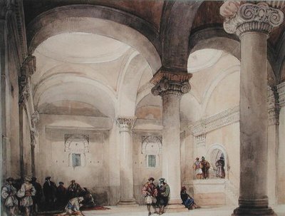 モスクの内部」1835年頃（紙に水彩画） 作： David Roberts