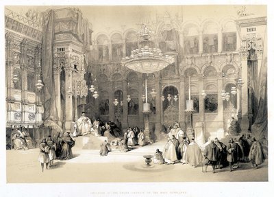 クリークの聖墳墓教会の内部 1839年11月04日に描かれた絵 「The Holy Land」、ロンドン 1849年 作： David Roberts
