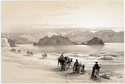 グライア島、アカバ湾（アカバまたはアカバ）、1839年2月27日に描かれた「The Holy Land」（ロンドン、1849年）に掲載された絵 作： David Roberts