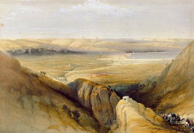 1842年にロンドンで1842年にロンドンで出版されたLouis Haghe（1806-85）の「聖地」のボリュームIIからのジョーダンバレー 作： David Roberts