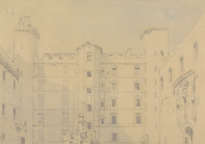 リンリスゴー宮殿の中庭、ウェスト・ロージアン 作： David Roberts