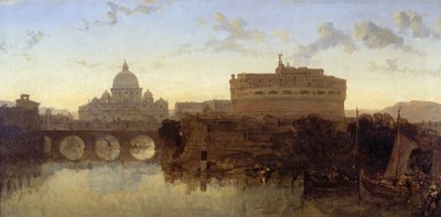 ローマ、サンピエトロ寺院、サンタンジェロ城（キャンバスに油彩） 作： David Roberts