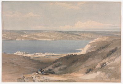 1839年、バザンに向かっているジェネザレスのガリラヤ湖。 作： David Roberts