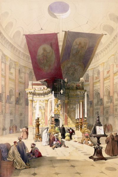 1839年4月10日、聖墳墓の神殿、「聖地」のボリュームIのプレート14。ルイ・ハゲ（1806-85）パブによって彫刻されています。 1842 作： David Roberts