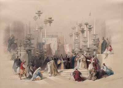 塗油の石、聖墳墓、1839年。 作： David Roberts