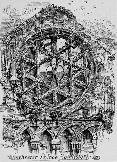 ウィンチェスター家のホールの円形窓ウィンチェスター宮殿、サザーク、1835年、1912年 作： David Roberts