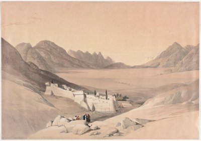 セントキャサリン修道院、シナイ山、野営地の平野を眺める、1839年。 作： David Roberts