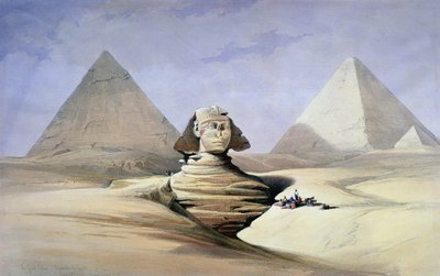 「ギザの大スフィンクスとピラミッド」（水彩） 作： David Roberts