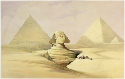 「ギザの大スフィンクスとピラミッド」、エジプト、c1845 作： David Roberts