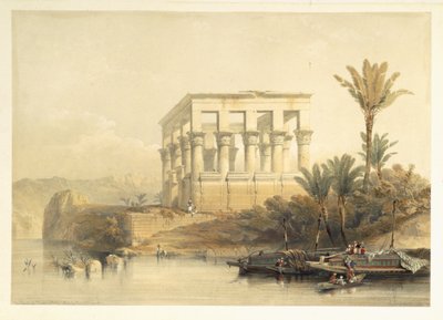 ファラオのベッドと呼ばれるフィラエのハイペトラル寺院、ルイハゲ（1806-85）のパブによって彫刻された「エジプトとヌビア」のボリュームIIのプレート65。 1849 作： David Roberts