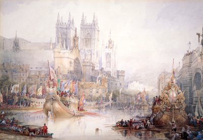 「ウェストミンスターでの市長のショー」、1830 作： David Roberts