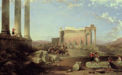 1861年、バールベックの太陽神殿の遺跡 作： David Roberts