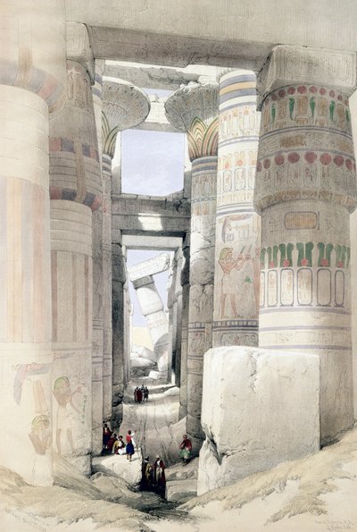 「カルナックの柱の間からの眺め」、エジプト、c1845 作： David Roberts