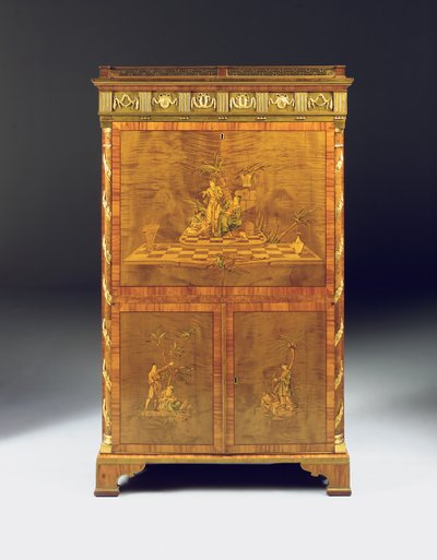 フラップ付きの新古典派秘書、1775年頃 作： David Roentgen