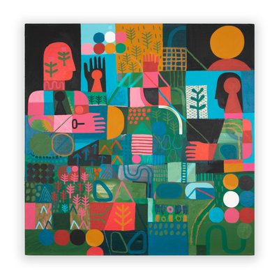 An Emotional Map Of A Celestial Body, 2023（キャンバスにミクストペイントとコラージュ） 作： David Shillinglaw