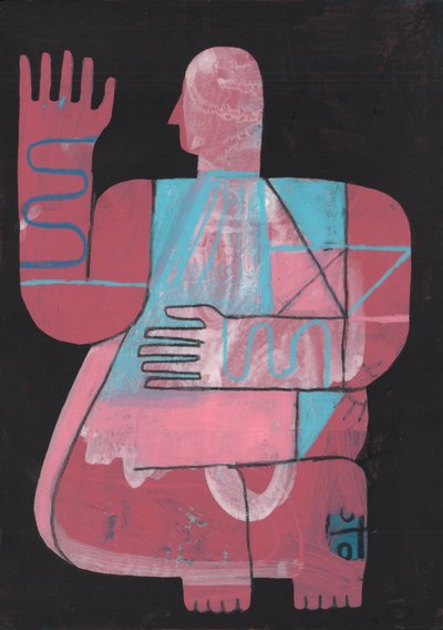 ブラック・アンド・ブルー5、2023（紙に混合絵具） 作： David Shillinglaw