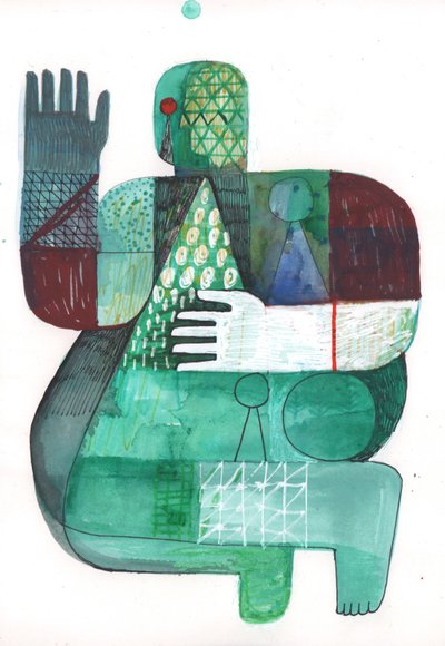 Bodies of Land and Water 1, 2023（紙にミクストペイント） 作： David Shillinglaw