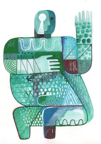 Bodies of Land and Water 2, 2023（紙にミクストペイント） 作： David Shillinglaw