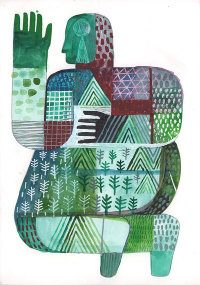 Bodies of Land and Water 3, 2023（紙にミクストペイント） 作： David Shillinglaw