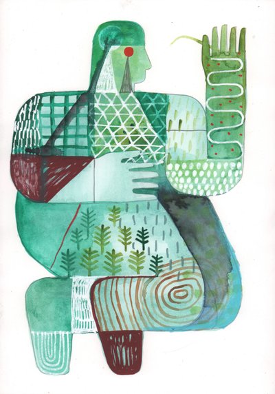 Bodies of Land and Water 4, 2023（紙にミクストペイント） 作： David Shillinglaw