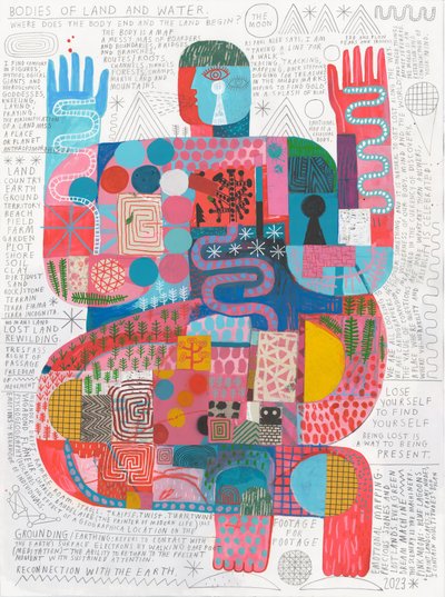 Body Scan 3, 2023 （アクリル、鉛筆、紙） 作： David Shillinglaw