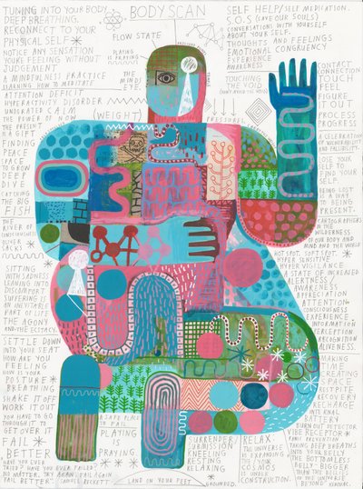 Body Scan 4, 2023 （アクリル、鉛筆、紙） 作： David Shillinglaw