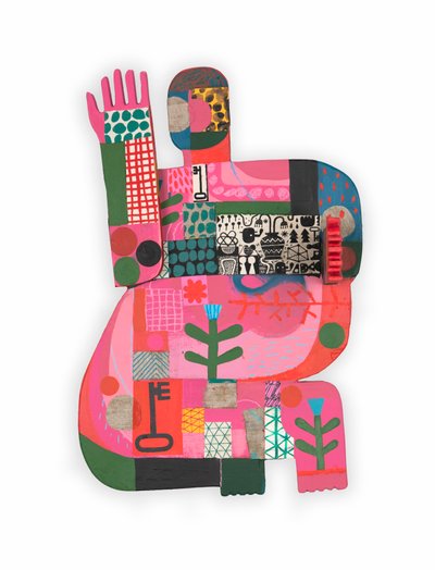 Hot Mess / Unhinged 1A, 2023（蝶番付き木製アッサンブラージュにミクストペイントとコラージュ） 作： David Shillinglaw
