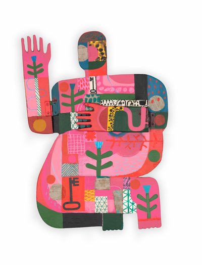 Hot Mess / Unhinged 1B, 2023（蝶番付き木製アッサンブラージュにミクストペイントとコラージュ） 作： David Shillinglaw
