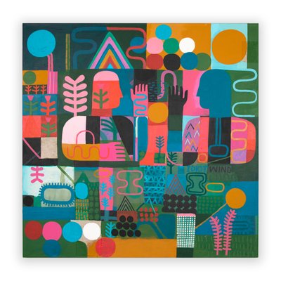 Idiot Wind, 2023（キャンバスにミクストペイントとコラージュ） 作： David Shillinglaw