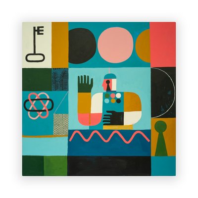 Luna Waves, 2023（キャンバスにペイントとコラージュ） 作： David Shillinglaw